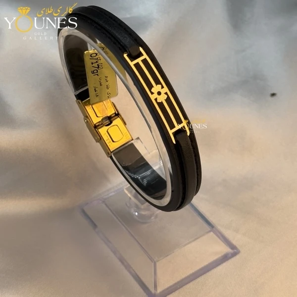 دستبند طلا چرم مردانه L159